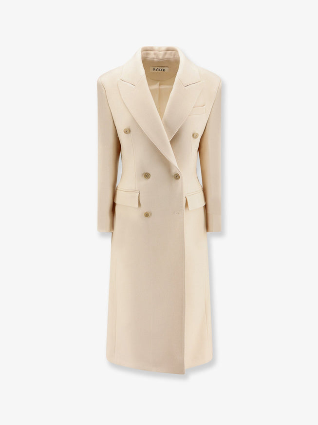 Rohe Hourglass Wool Double-Breasted Coat Off White