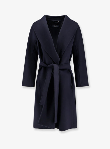 'S Max Mara Messi Virgin Wool Coat Blu Notte