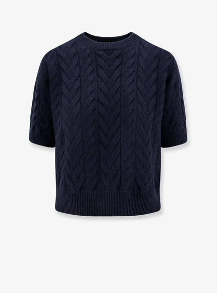 'S Max Mara Dominus Wool Sweater With Cable Knit Blu Marino