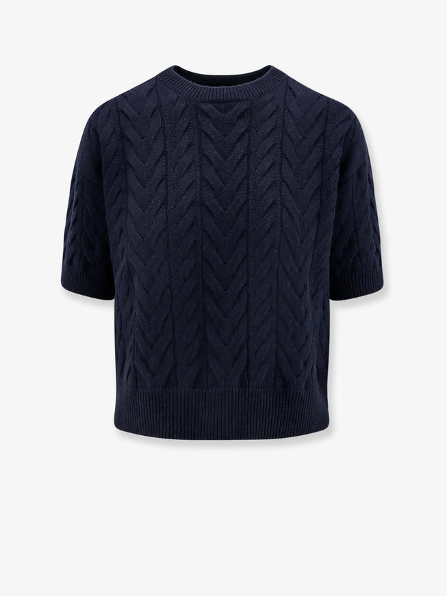 'S Max Mara Dominus Wool Sweater With Cable Knit Blu Marino