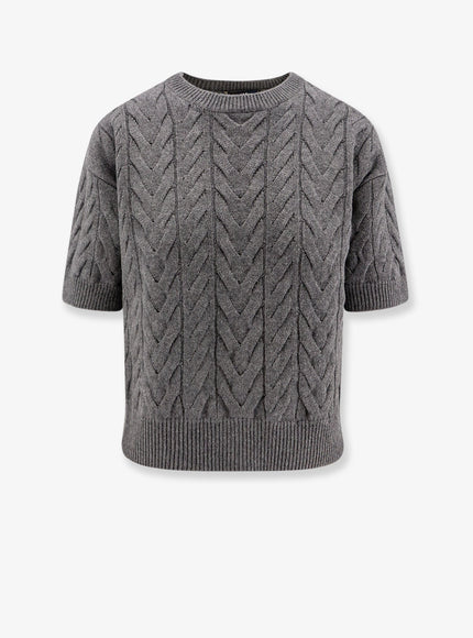 'S Max Mara Dominus Wool Sweater With Cable Knit Grigio Medio