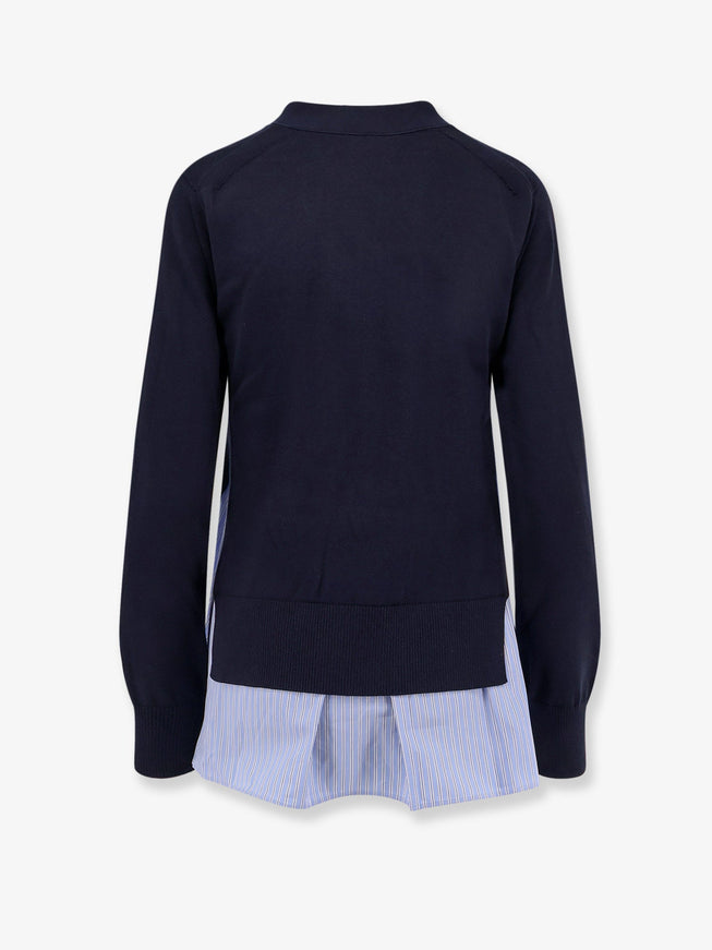 Sacai Cotton Cardigan With Mesh Inserts