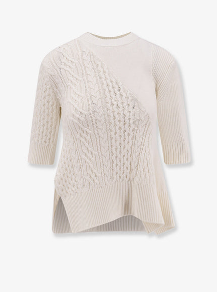 Sacai Cotton Blend Asymmetrical Sweater Off White