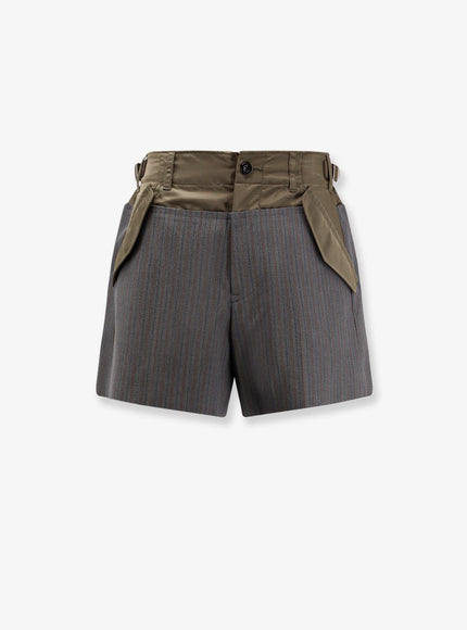 Sacai Wool Shorts With Nylon Details Gray×D Khaki