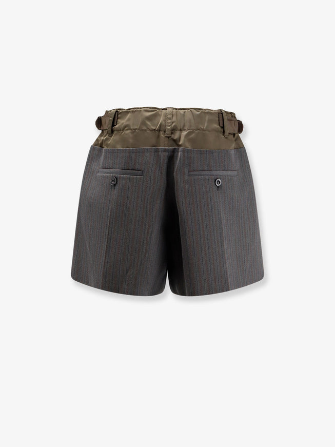 Sacai Wool Shorts With Nylon Details