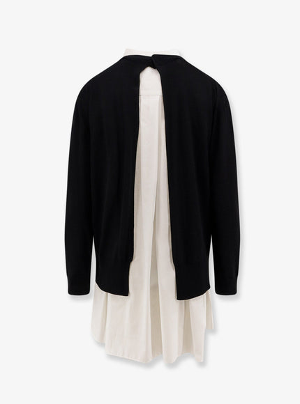 Sacai Cotton Popeline And Knit Short Dress