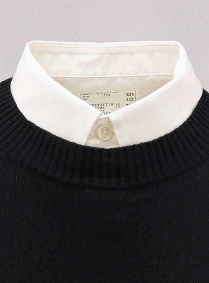 Sacai Cotton Popeline And Knit Short Dress