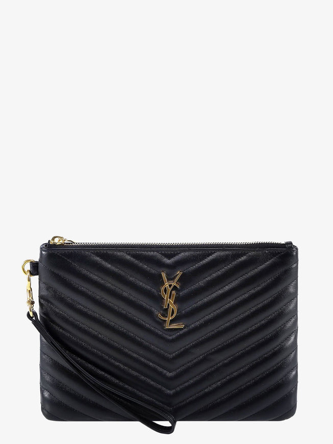 Saint Laurent Matelassé Leather Clutch Uni Nero