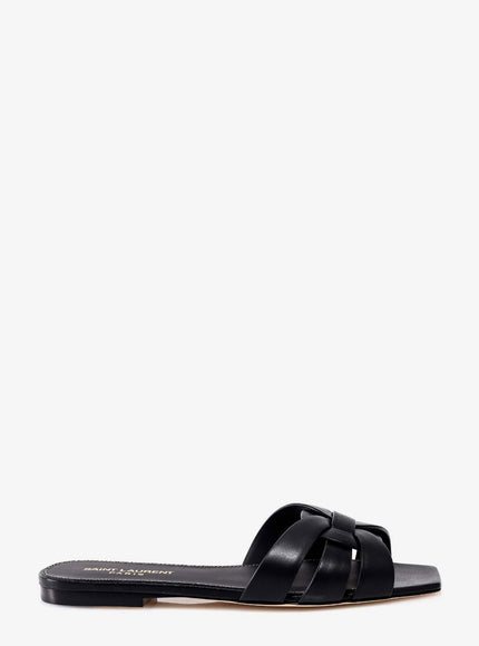 Saint Laurent Tribute 05 Leather Nu Pieds Flat Sandals Nero