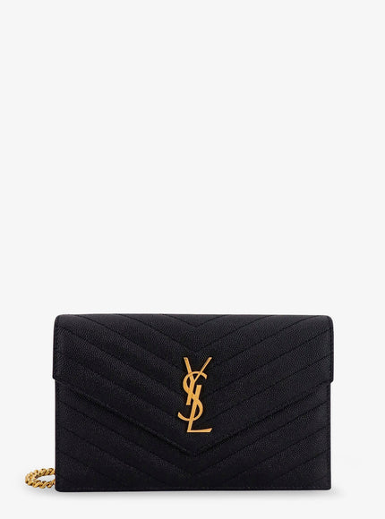 Saint Laurent Envelope Grain-De-Poudre Leather Clutch Bag Uni Nero