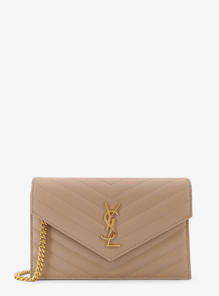 Saint Laurent Envelope Grain-De-Poudre Leather Clutch Bag Uni Dark Beige