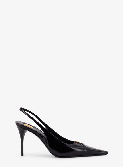 Saint Laurent Babylone 90 Pum Leather Slingback Pumps Nero Nero