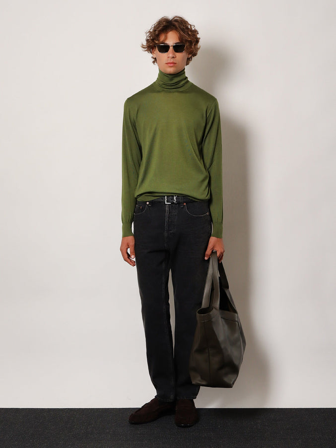 Saint Laurent Long Mick Black Denim Trousers