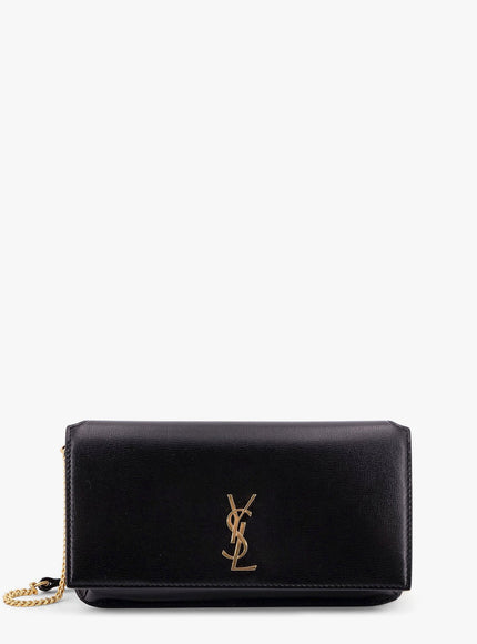 Saint Laurent Leather Shoulder Bag With Cassandre Monogram Uni Nero