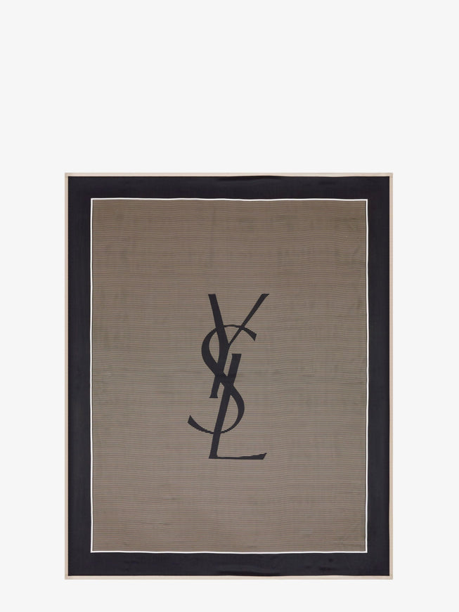 Saint Laurent Cassandre Striped Silk Charmeuse Stole Uni Navy Ivory