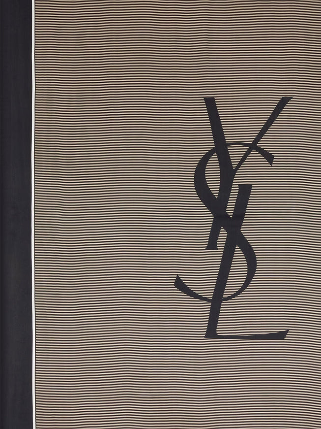 Saint Laurent Cassandre Striped Silk Charmeuse Stole