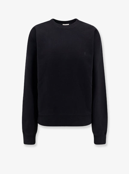 Saint Laurent Certified Cotton Sweatshirt With Cassandre Embroidery Noir