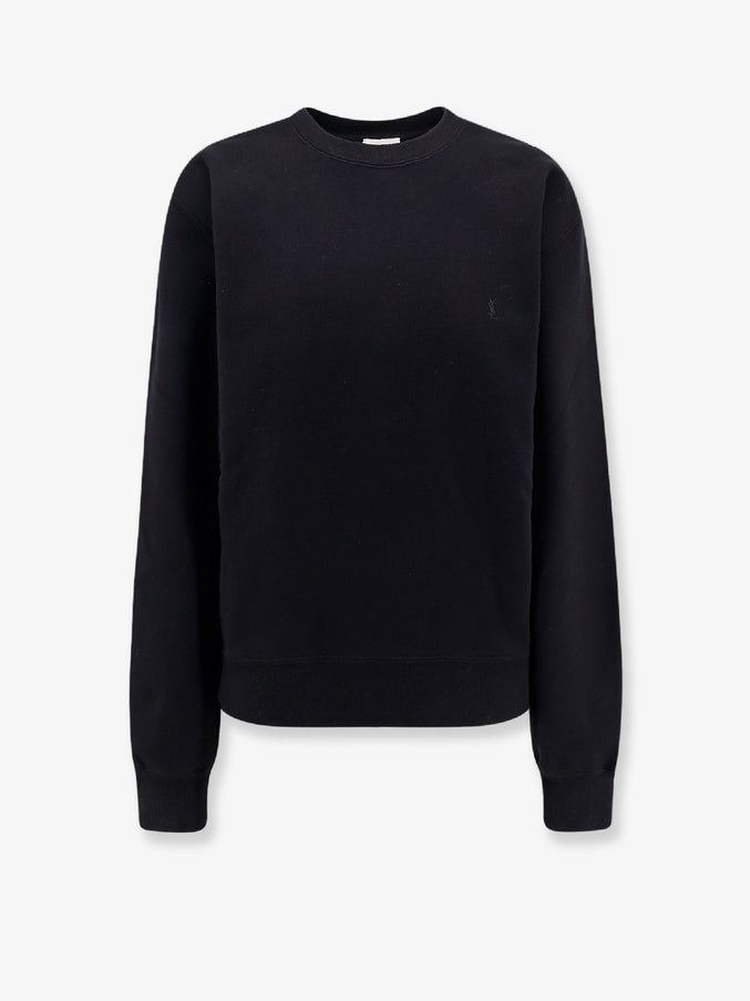 Saint Laurent Certified Cotton Sweatshirt With Cassandre Embroidery Noir