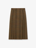 Saint Laurent Prince Of Wales Certified Virgin Wool Skirt Marron Beige Roux