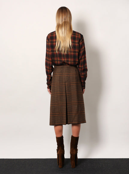 Saint Laurent Prince Of Wales Certified Virgin Wool Skirt