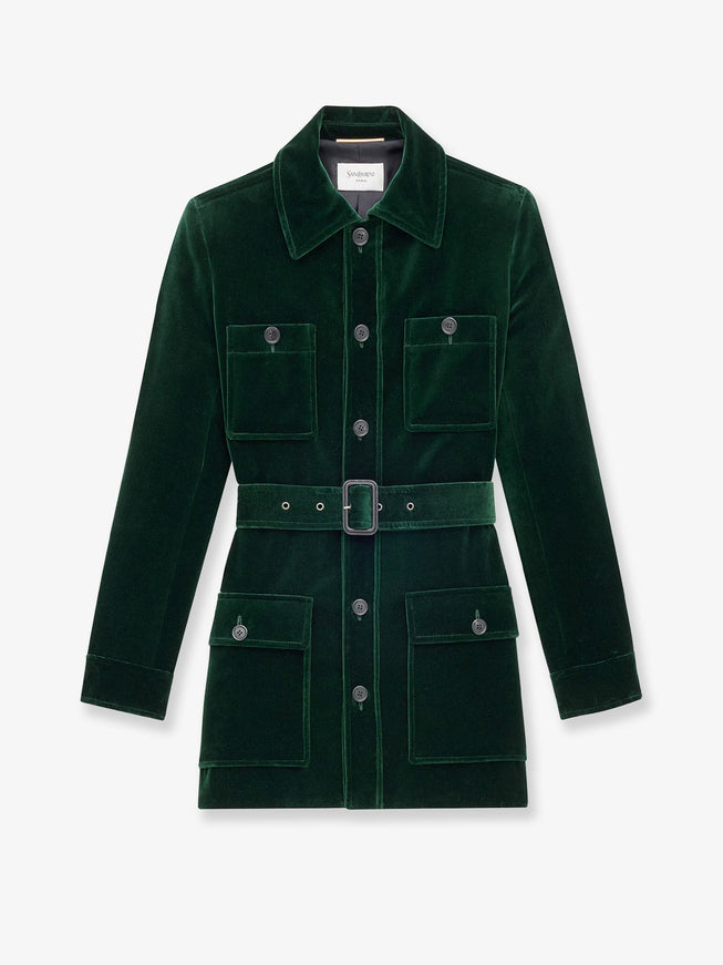 Saint Laurent Sahariana Velvet Blazer Emeraude