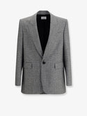Saint Laurent Prince Of Wales Wool Blazer 48 Noir Craie
