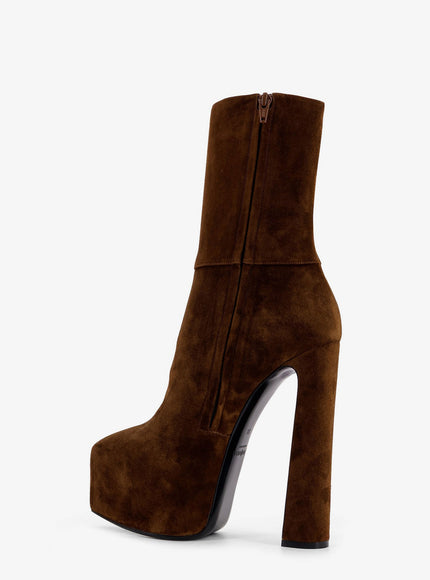 Saint Laurent Nico Suede Plateau Ankle Boots