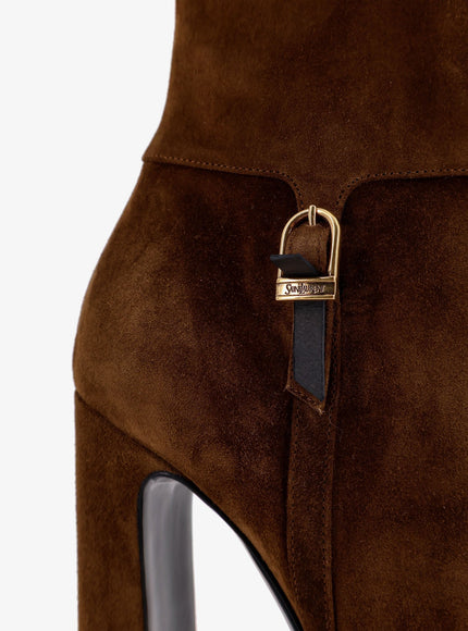 Saint Laurent Nico Suede Plateau Ankle Boots