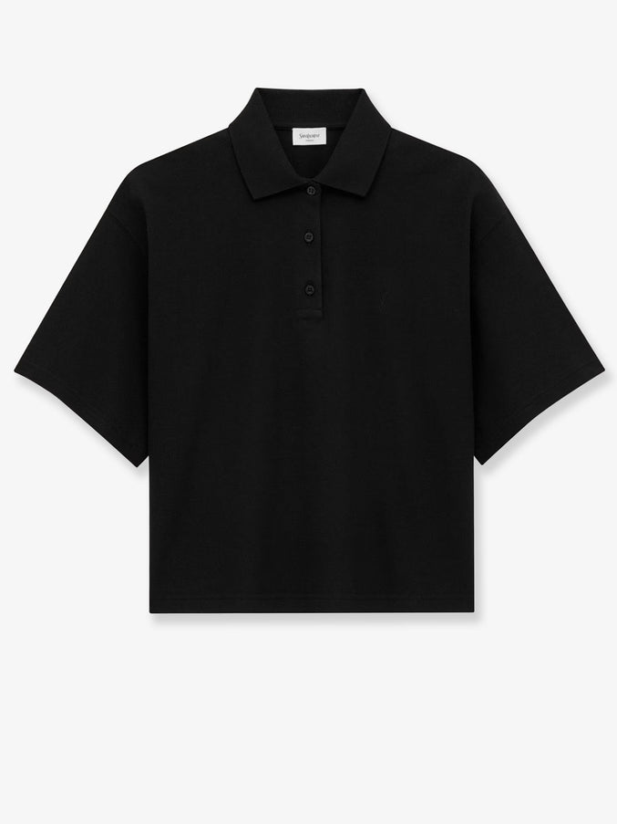 Saint Laurent Cotton Blend Polo Shirt Noir
