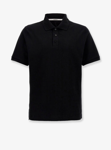 Saint Laurent Cotton Blend Polo Shirt With Cassandre Embroidery Noir