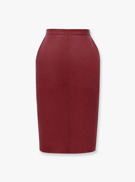 Saint Laurent Cassandra Leather Skirt 38 Rouge Tomette