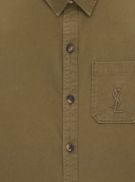 Saint Laurent Cotton And Linen Shirt With Embroidery