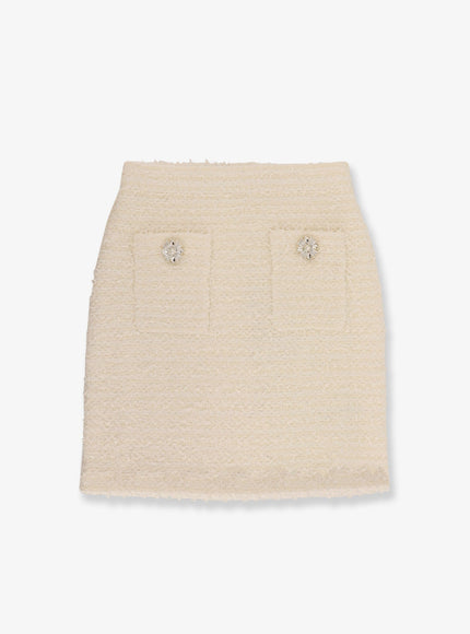 Self Portrait Bouclé Skirt Cream