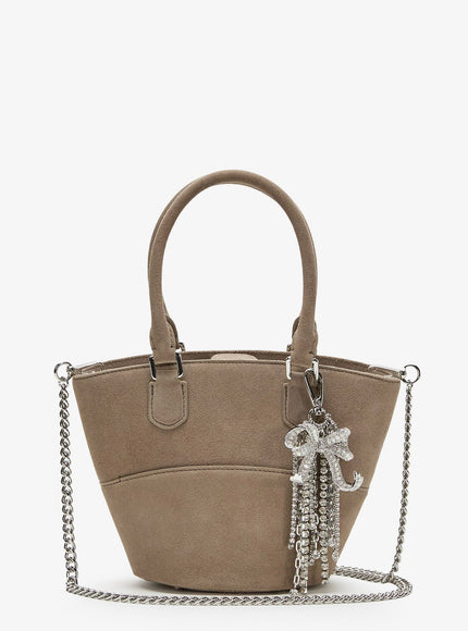 Self Portrait Suede Shoulder Bag With Charms