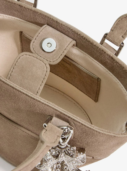 Self Portrait Suede Shoulder Bag With Charms