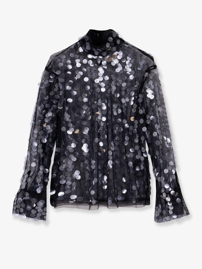 Semicouture Voile Top With Maxi Sequins Nero