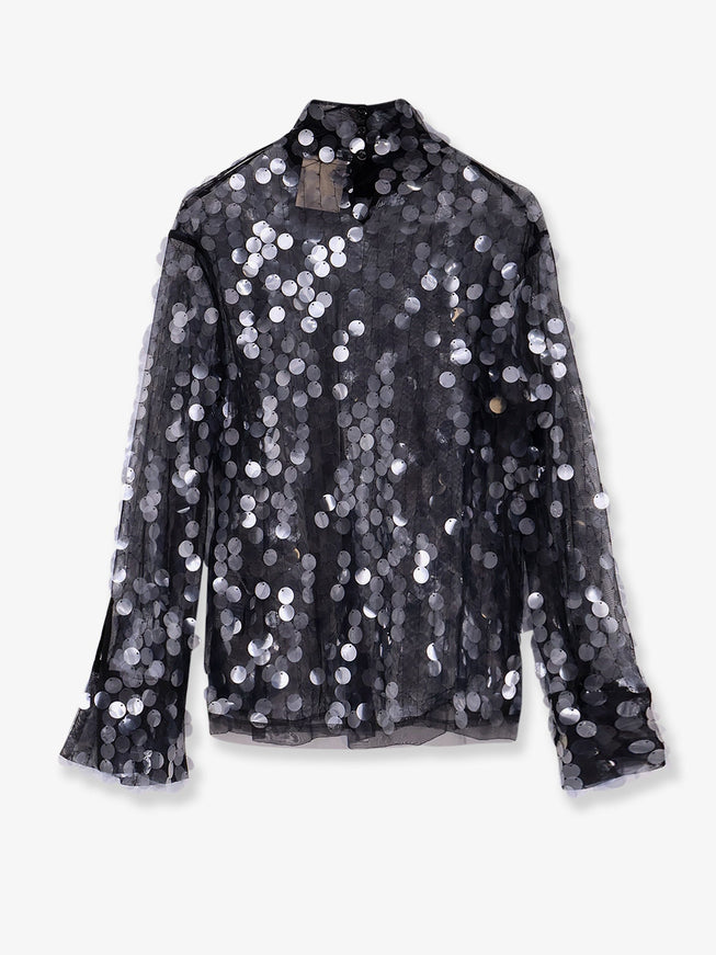 Semicouture Voile Top With Maxi Sequins