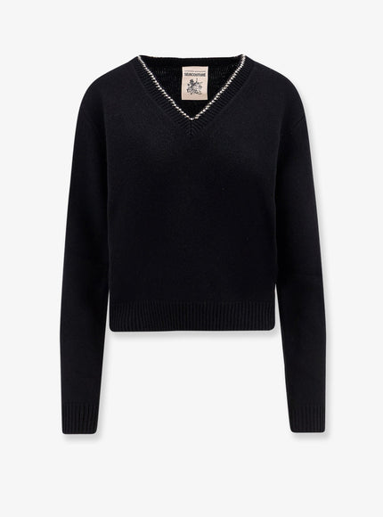 Semicouture Wool And Cashmere Sweater With Rhinestones Nero