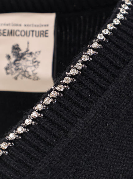 Semicouture Wool And Cashmere Sweater With Rhinestones