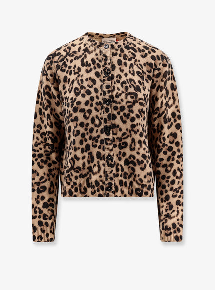 Semicouture Virgin Wool And Cashmere Cardigan Macula Leopardo