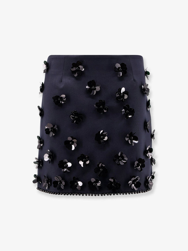 Semicouture Virgin Wool Blend Mini Skirt Midnight