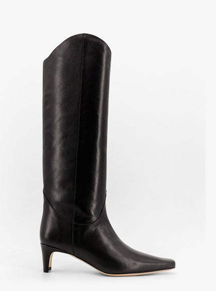 Staud Western Wally Leather Boot Black