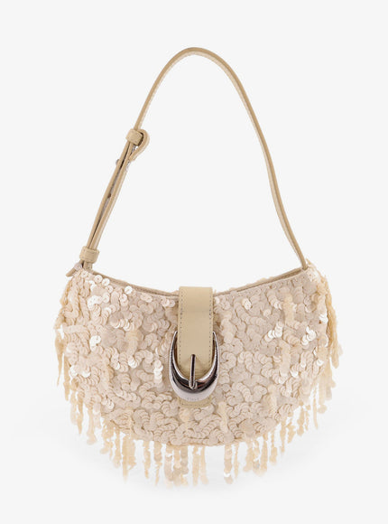 Staud Alana Bag Shoulder Bag With All-Over Sequins Uni Cream
