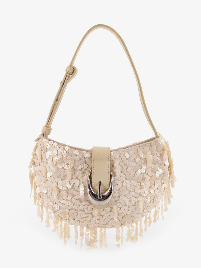 Staud Alana Bag Shoulder Bag With All-Over Sequins Uni Cream