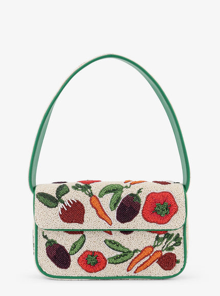 Staud Tommy Beaded Bag Shoulder Bag With All-Over Beads Uni Crudite