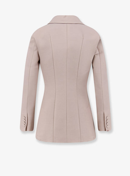 Stella Maxwell X Marella Double-Breasted Wool Blend Blazer With Satin Profiles