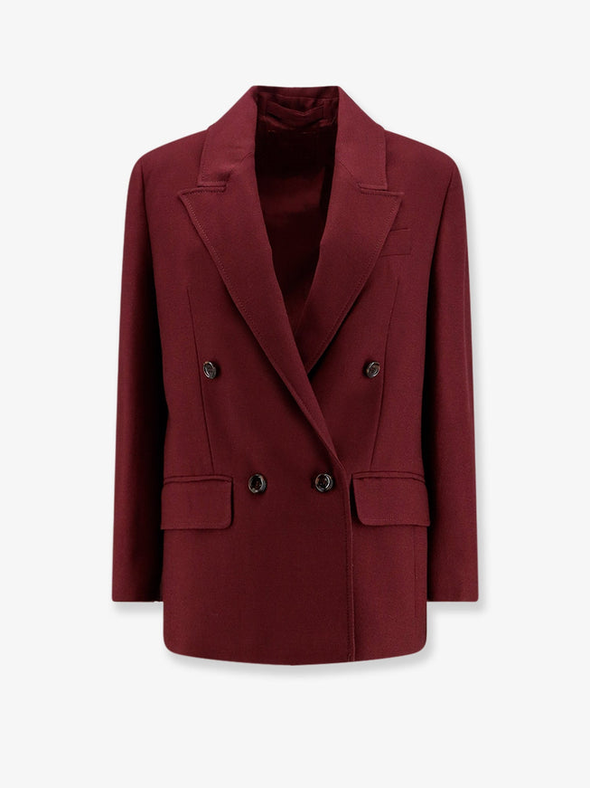 Stella Maxwell X Marella Double-Breasted Wool Blend Blazer Bordeaux
