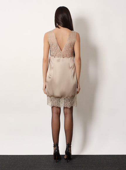 Stella Maxwell X Marella Satin Short Dress With Lace Inserts