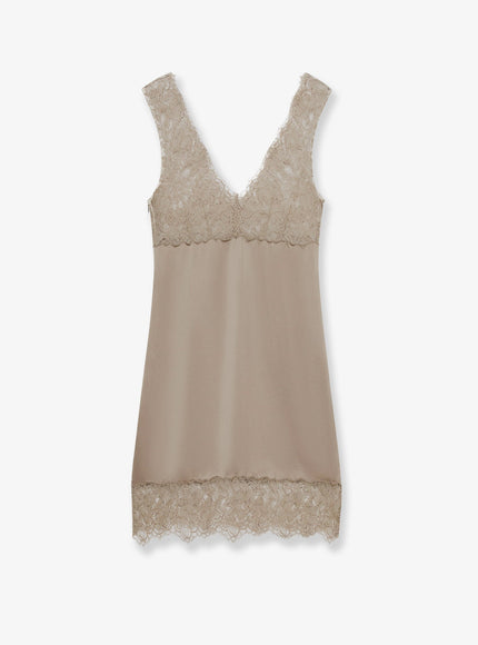 Stella Maxwell X Marella Satin Short Dress With Lace Inserts