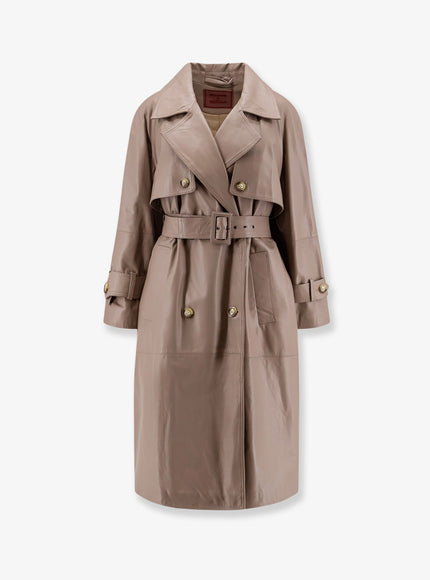 Stella Maxwell X Marella First Class Leather Trench With Padding Mud